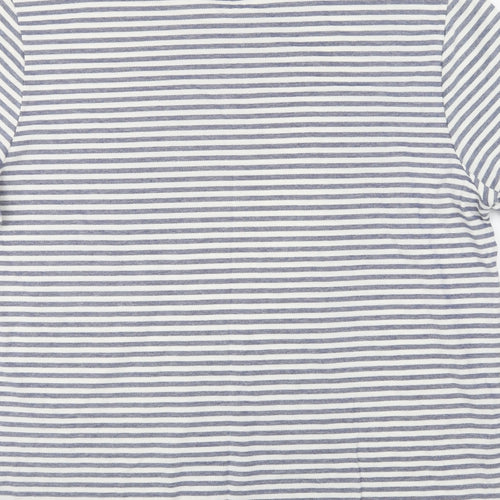 George Mens Blue Striped Cotton  T-Shirt Size XL Crew Neck