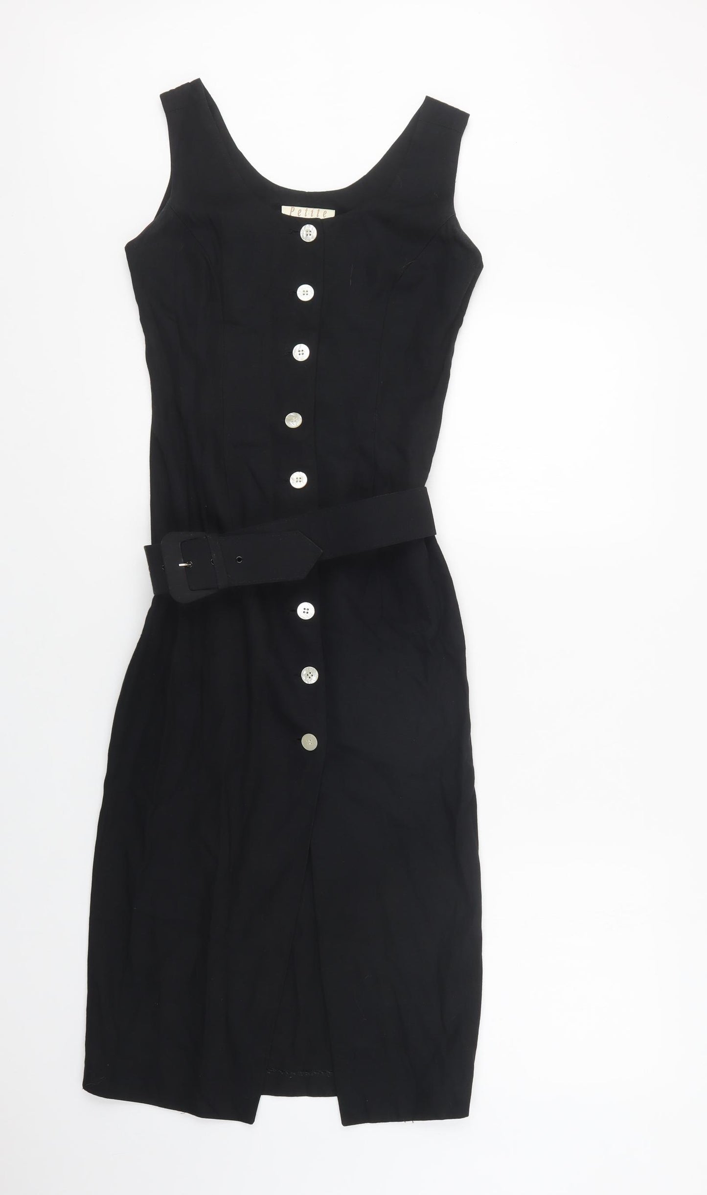 Principles Womens Black  Viscose Pencil Dress  Size 8  Scoop Neck Button