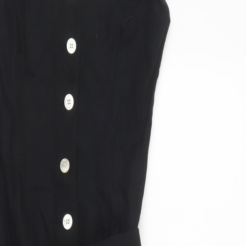 Principles Womens Black  Viscose Pencil Dress  Size 8  Scoop Neck Button