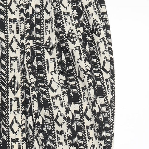 NEXT Womens Black Geometric Polyester Trousers  Size 6 L29 in Regular Zip