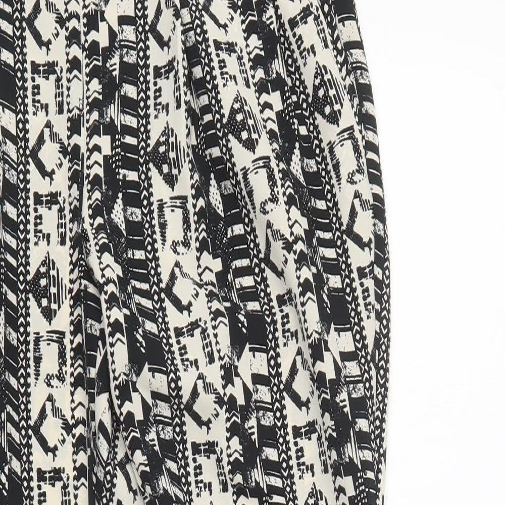 NEXT Womens Black Geometric Polyester Trousers  Size 6 L29 in Regular Zip
