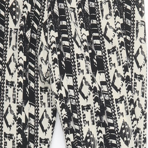 NEXT Womens Black Geometric Polyester Trousers  Size 6 L29 in Regular Zip
