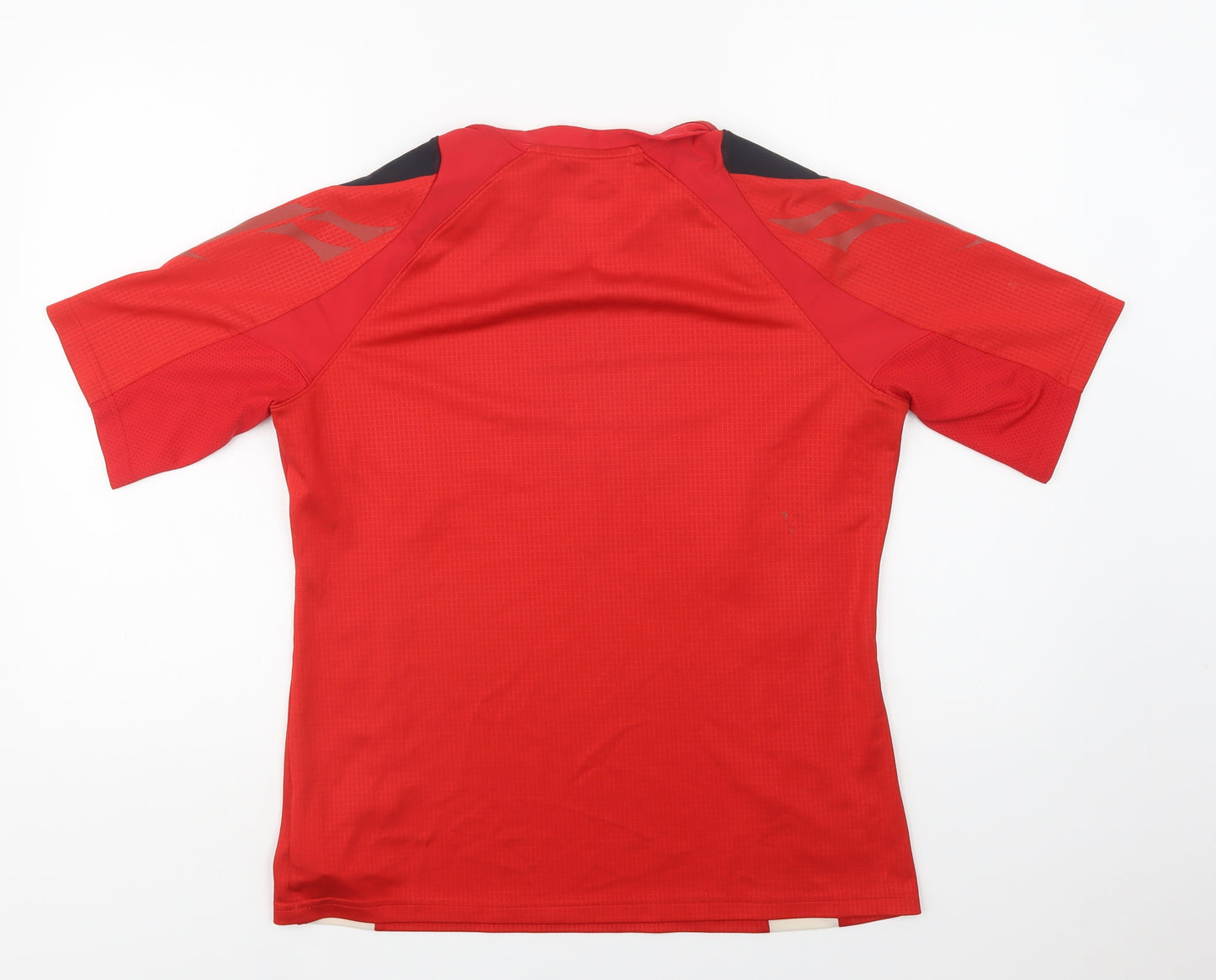 Under armour Mens Red Geometric Polyester  T-Shirt Size L V-Neck  - Welsh Rugby