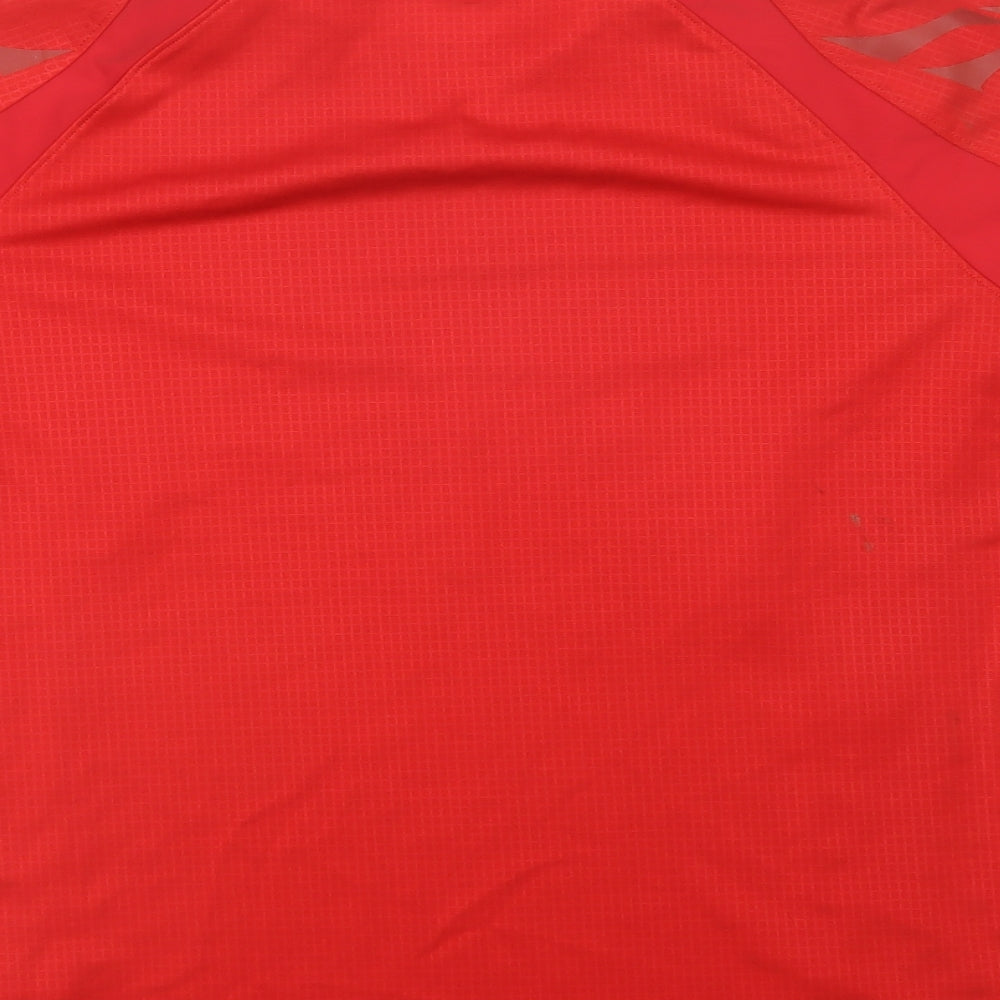 Under armour Mens Red Geometric Polyester  T-Shirt Size L V-Neck  - Welsh Rugby
