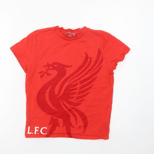 L.F.C. Boys Red  Cotton Basic T-Shirt Size 7-8 Years Crew Neck  - Liverpool FC