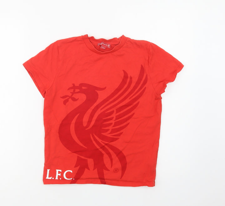 L.F.C. Boys Red Cotton Basic T-Shirt Size 7-8 Years Crew Neck - Liverpool FC