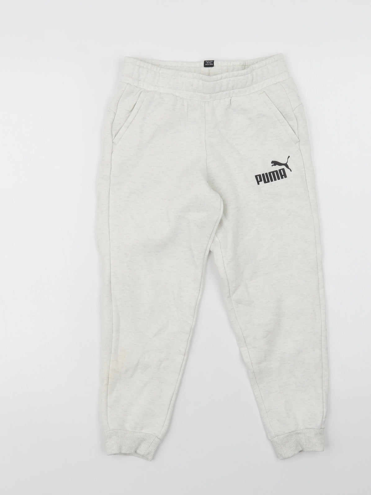 PUMA Girls Grey  Cotton Jogger Trousers Size 7-8 Years  Regular Drawstring