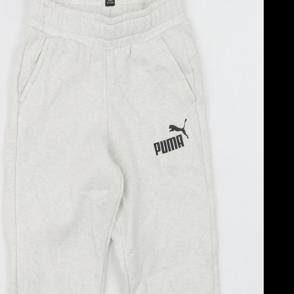 PUMA Girls Grey  Cotton Jogger Trousers Size 7-8 Years  Regular Drawstring