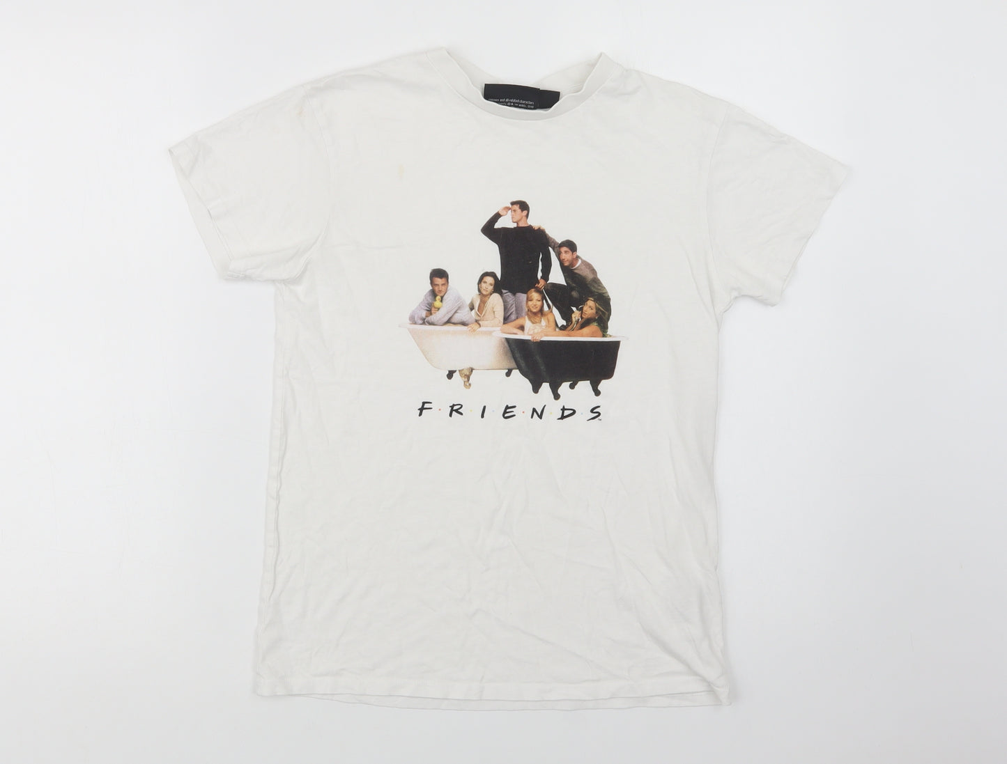 Primark Womens White  Cotton Basic T-Shirt Size XS Crew Neck - Friends