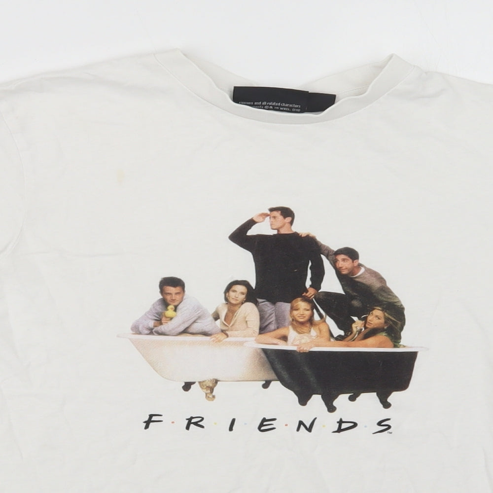 Primark Womens White  Cotton Basic T-Shirt Size XS Crew Neck - Friends