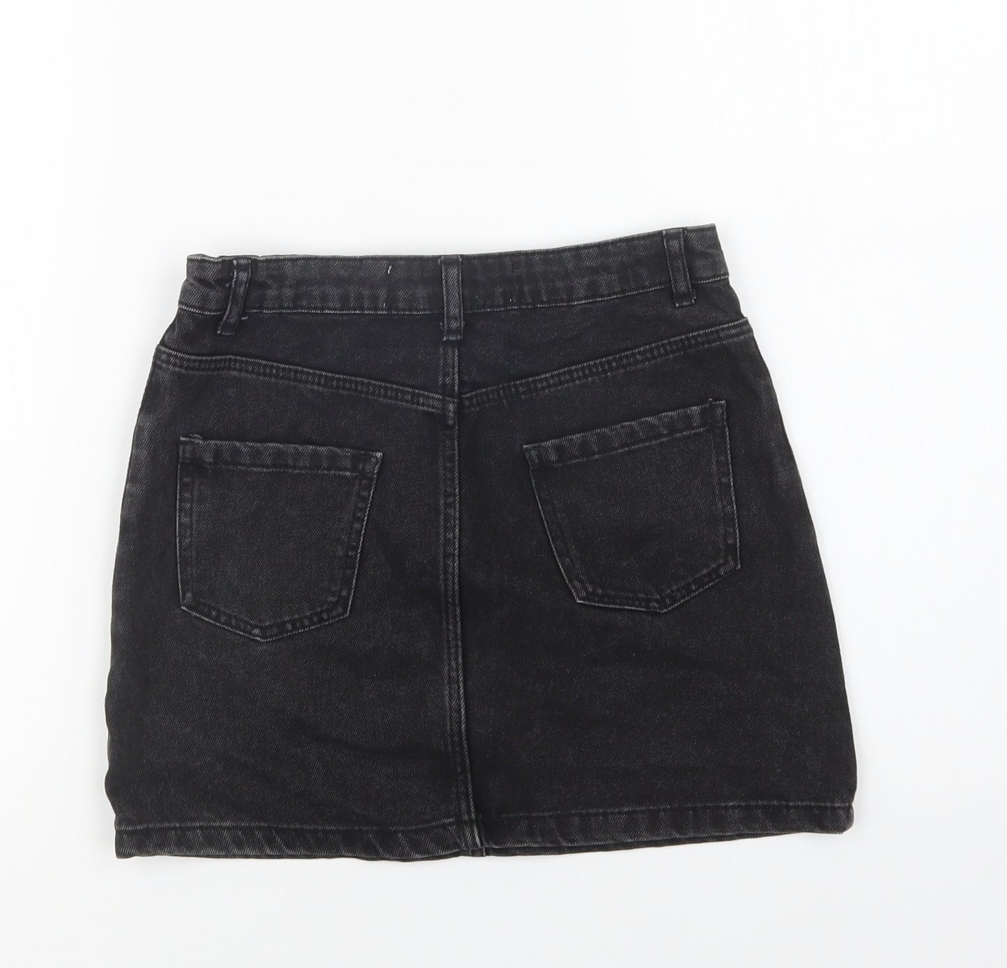 Primark Girls Black  Cotton Mini Skirt Size 9-10 Years  Regular Button