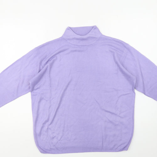 Isabelle Womens Purple Mock Neck  Acrylic Pullover Jumper Size M