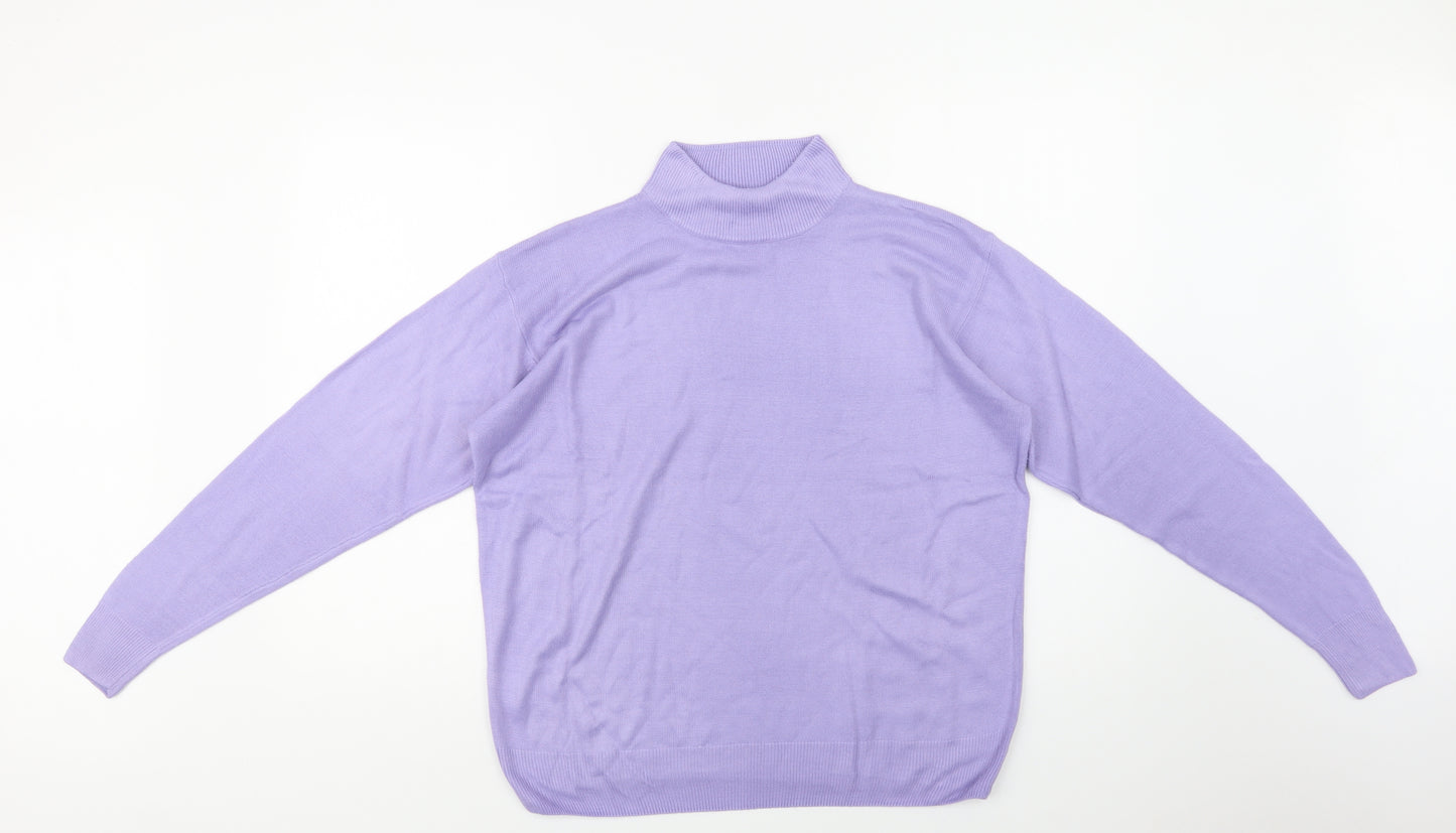 Isabelle Womens Purple Mock Neck  Acrylic Pullover Jumper Size M