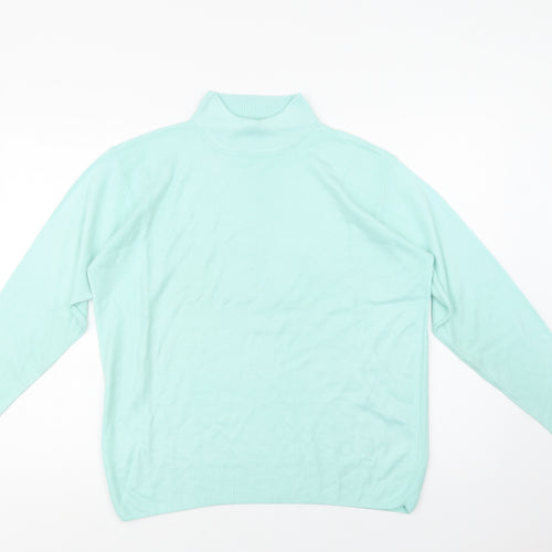 Isabelle Womens Green Mock Neck  Acrylic Pullover Jumper Size M