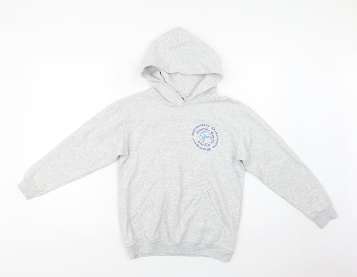 Fruit of the Loom Girls Grey  Cotton Pullover Hoodie Size 9-10 Years   - Dance