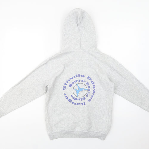 Fruit of the Loom Girls Grey  Cotton Pullover Hoodie Size 9-10 Years   - Dance