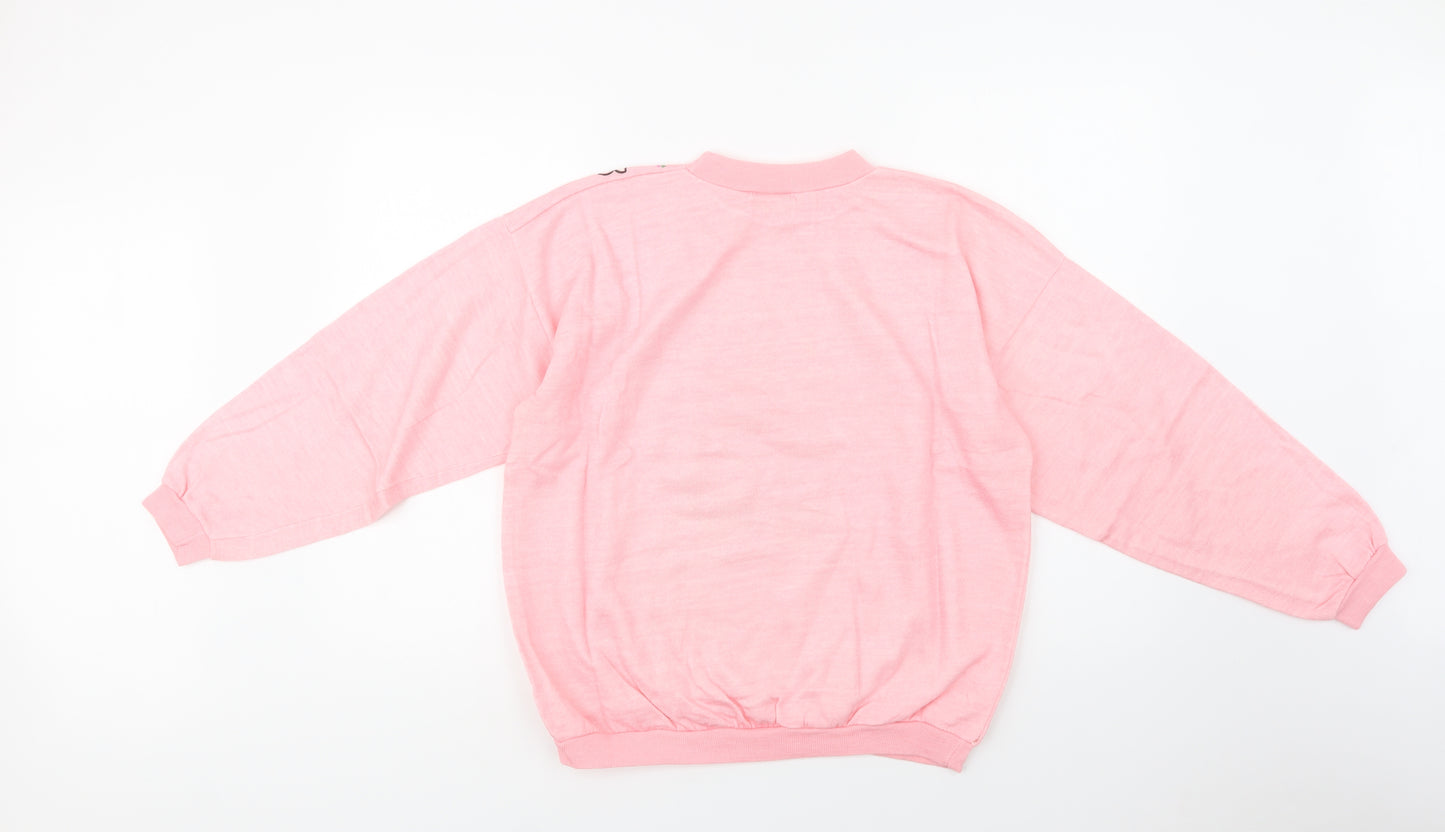 Gold Belt Womens Pink Floral Acrylic Pullover Sweatshirt Size L
