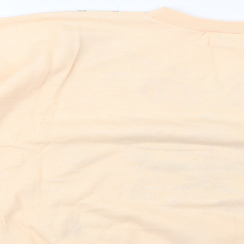 Gold Belt Womens Orange Floral Acrylic Pullover Sweatshirt Size L