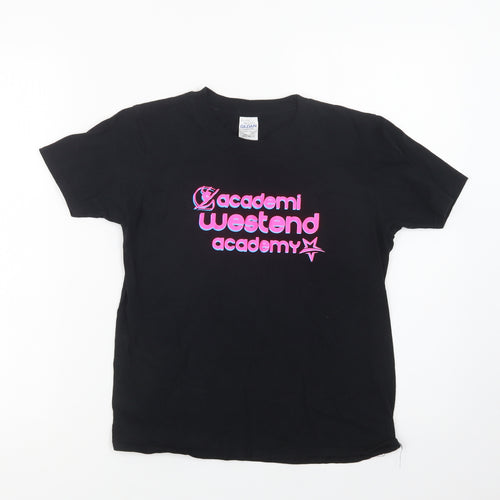 Gildan Girls Black  Cotton Basic T-Shirt Size 9-10 Years Crew Neck