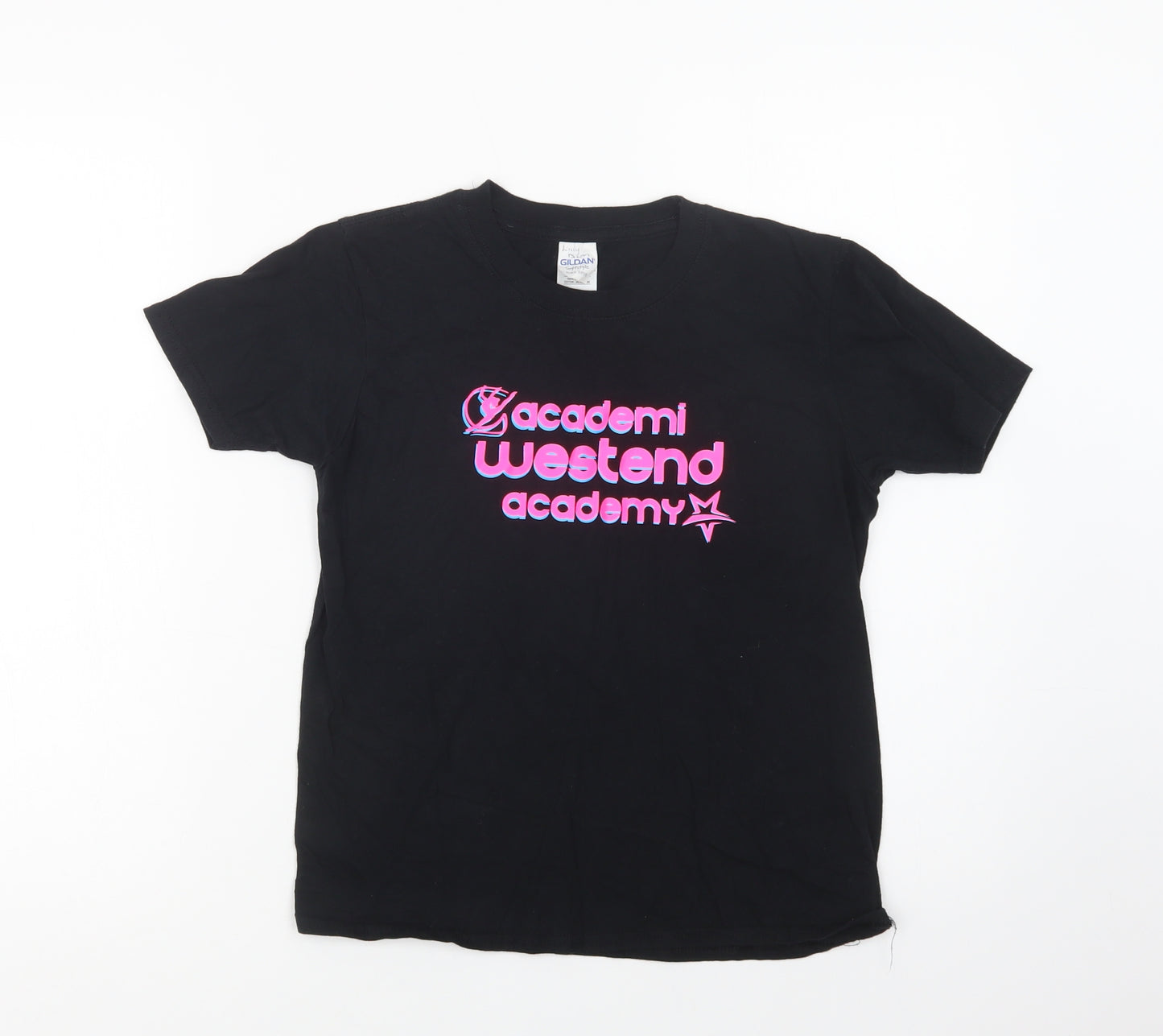 Gildan Girls Black  Cotton Basic T-Shirt Size 9-10 Years Crew Neck