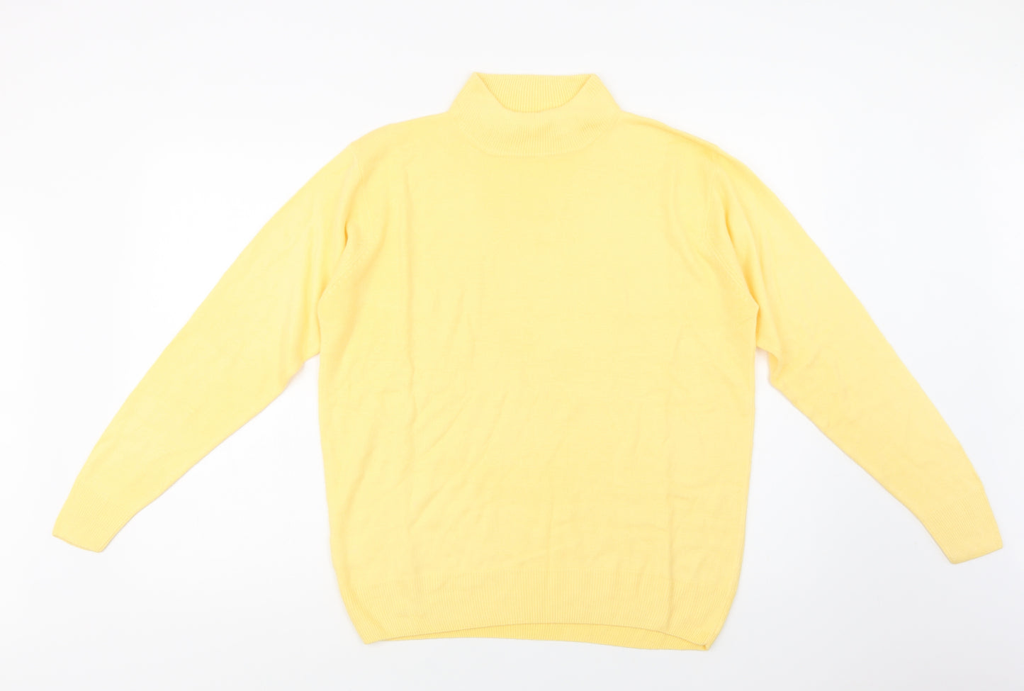 Isabelle Womens Yellow Mock Neck  Acrylic Pullover Jumper Size M
