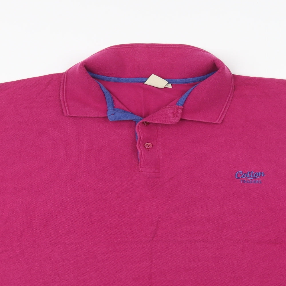 Cotton Traders Mens Purple  Cotton  Polo Size 3XL Collared Button