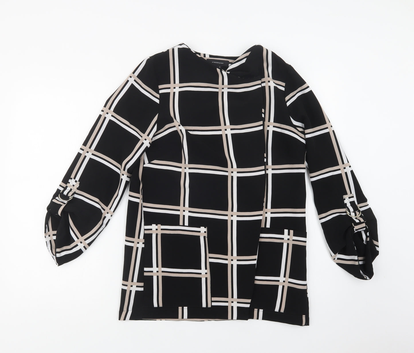 Primark Womens Black Check  Overcoat Blazer Size 10