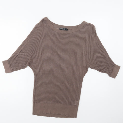 Select Womens Brown Round Neck  Viscose Pullover Jumper Size 12