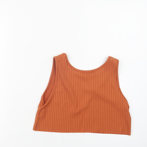 PRETTYLITTLETHING Womens Brown  Polyester Cropped Tank Size 4 V-Neck