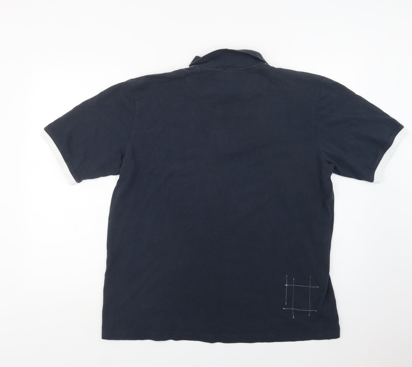 MyPNE.Com Mens Blue Striped Cotton  Polo Size L Collared Zip