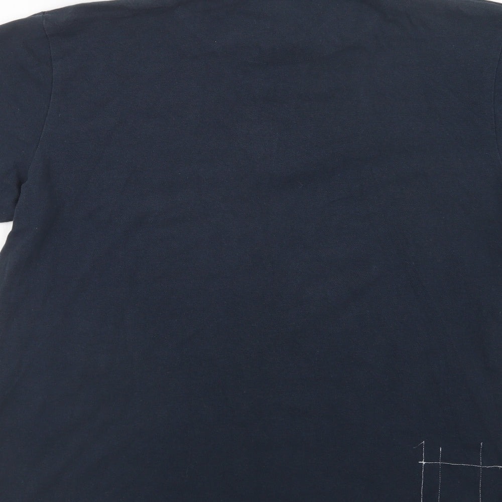 MyPNE.Com Mens Blue Striped Cotton  Polo Size L Collared Zip