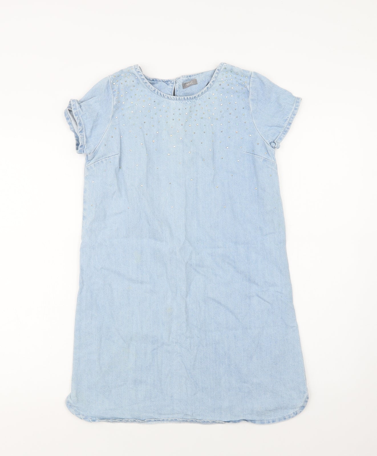 NEXT Girls Blue  Cotton A-Line  Size 11 Years  Crew Neck Button