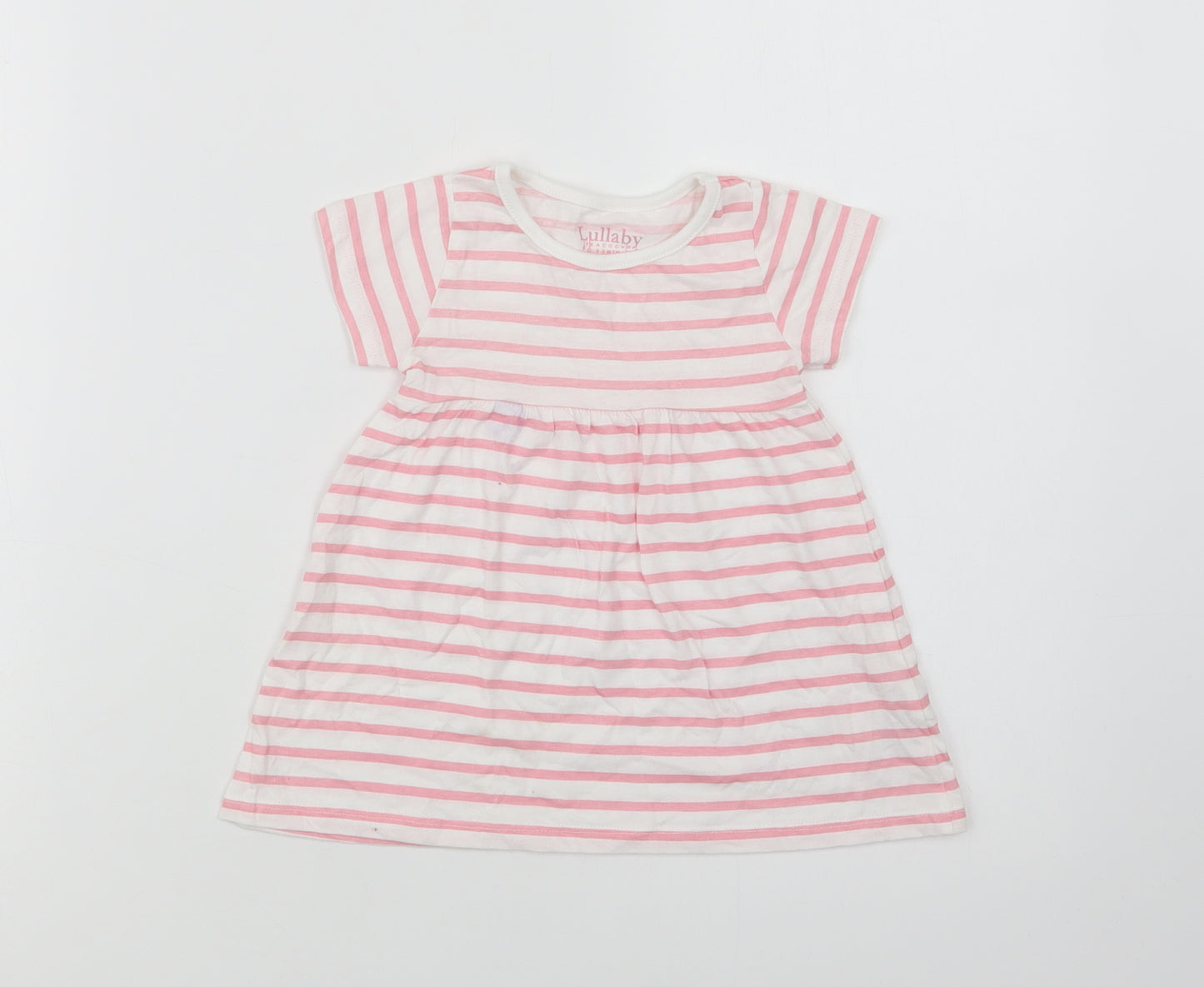 Peacocks Baby White Striped Cotton A-Line  Size 0-3 Months  Crew Neck