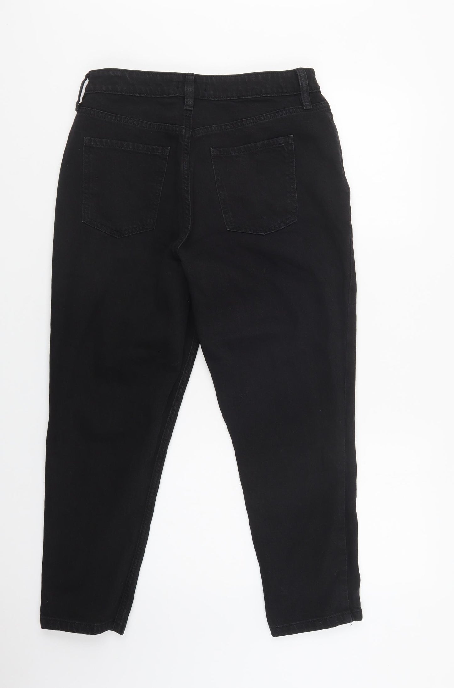 F&F Womens Black  Cotton Tapered Jeans Size 12 L27 in Regular Button