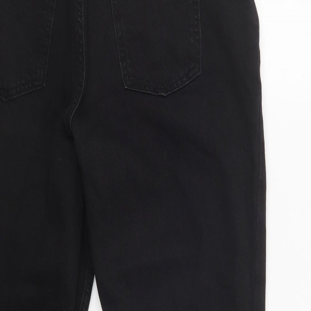 F&F Womens Black  Cotton Tapered Jeans Size 12 L27 in Regular Button