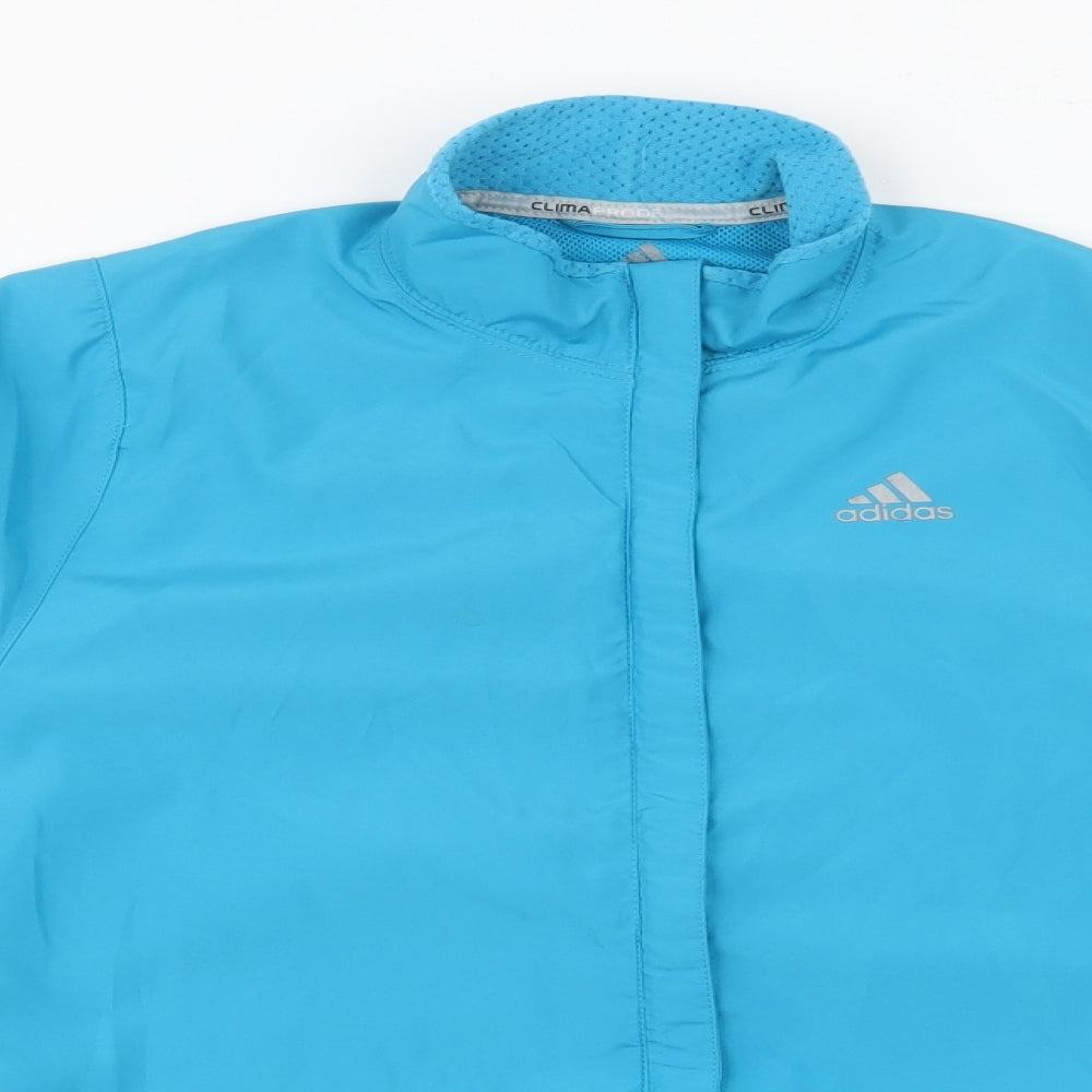 adidas Womens Blue Striped  Windbreaker Jacket Size 12  Zip