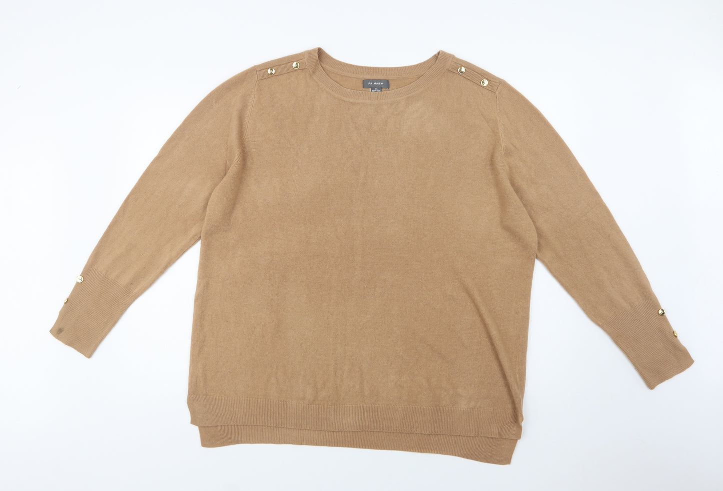 Primark Womens Beige Crew Neck  Acrylic Pullover Jumper Size 2XL