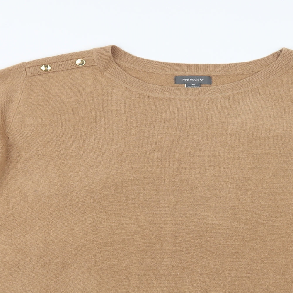Primark Womens Beige Crew Neck  Acrylic Pullover Jumper Size 2XL