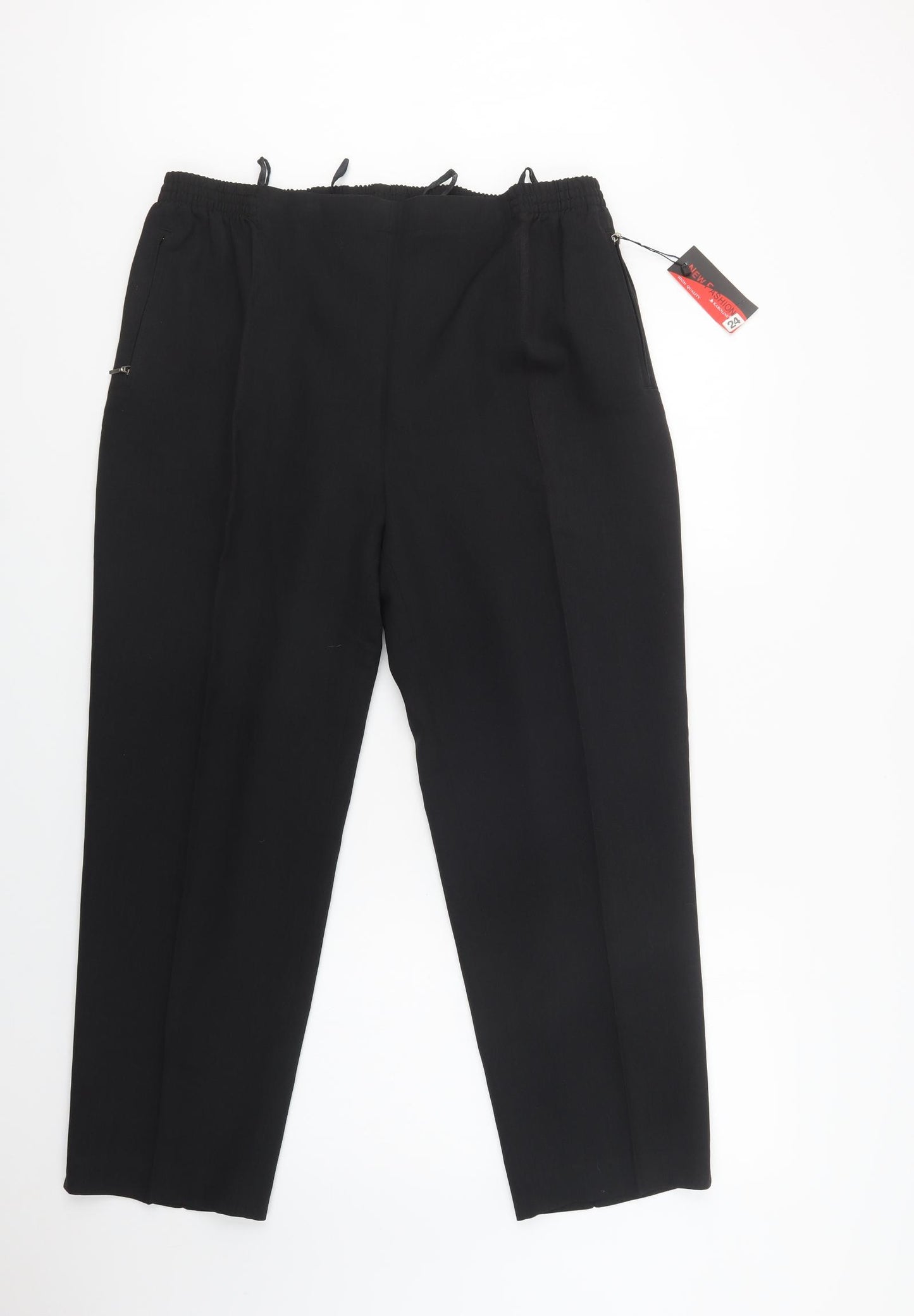 New Fashion Womens Black  Polyester Dress Pants Trousers Size 24 L30 in Regular