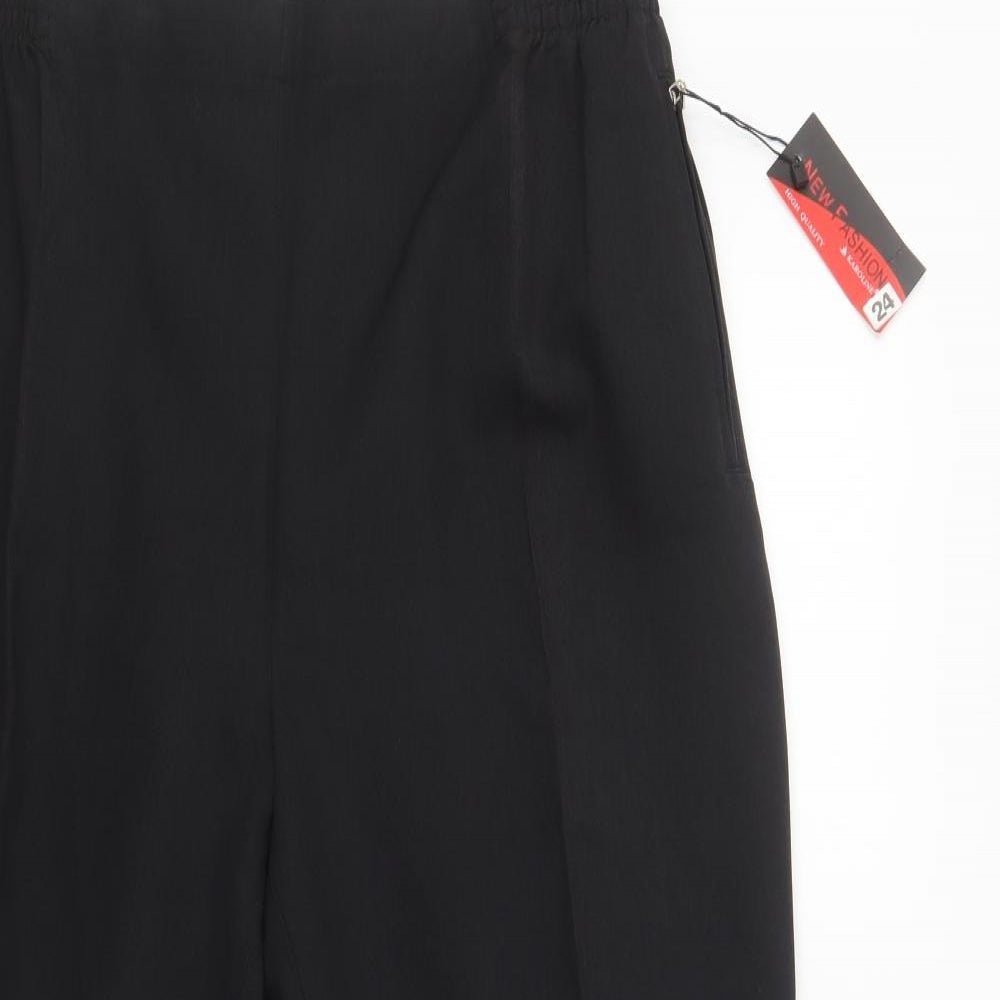 New Fashion Womens Black  Polyester Dress Pants Trousers Size 24 L30 in Regular
