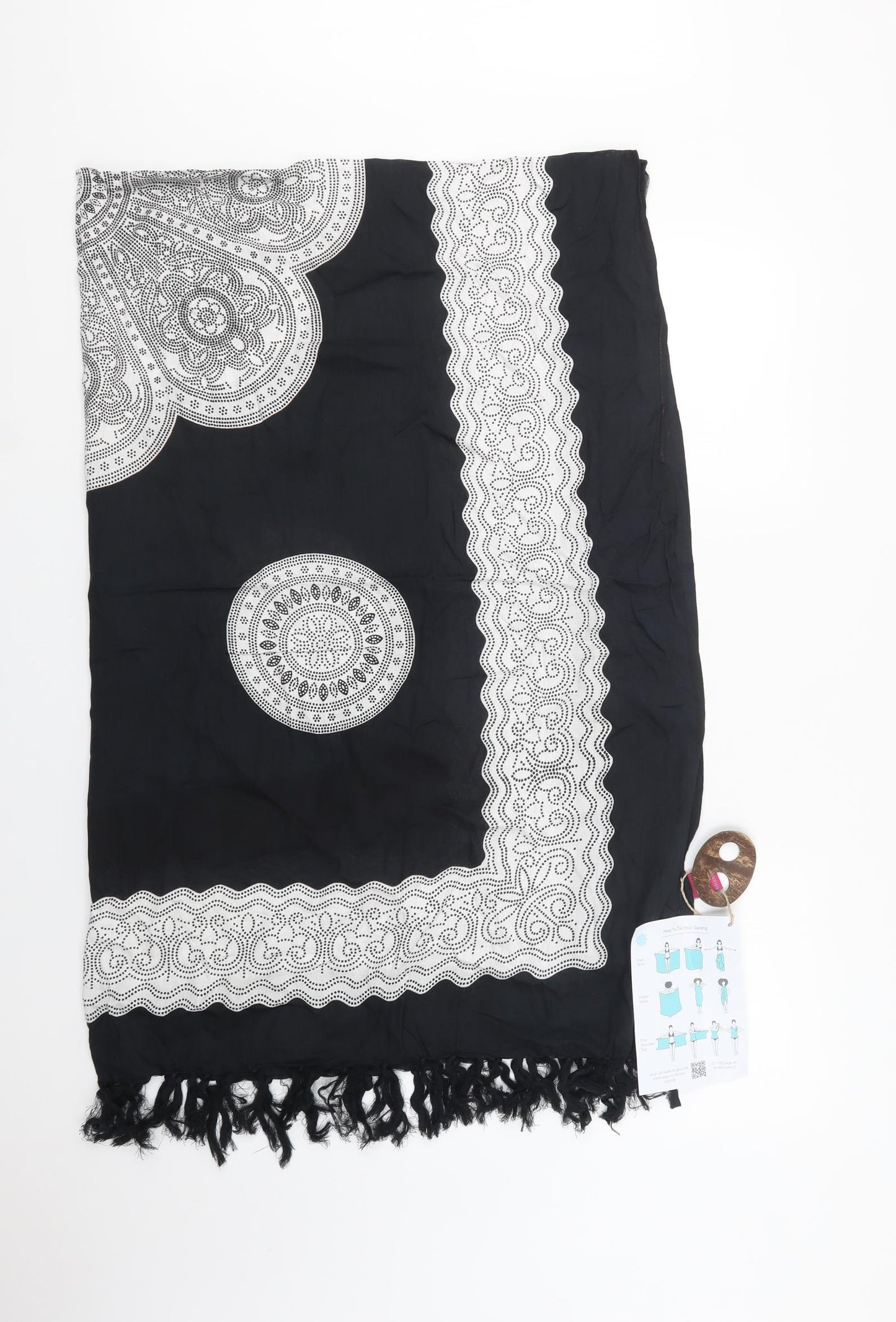 Shu-Shi Womens Black Paisley Viscose  Shawl/Wrap    - Sarong