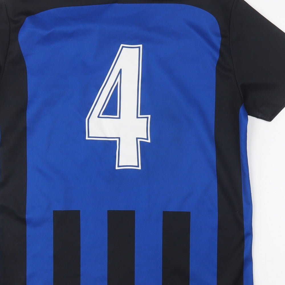 Errea Mens Blue Striped Polyester Jersey T-Shirt Size S V-Neck  - Chesterton AFC