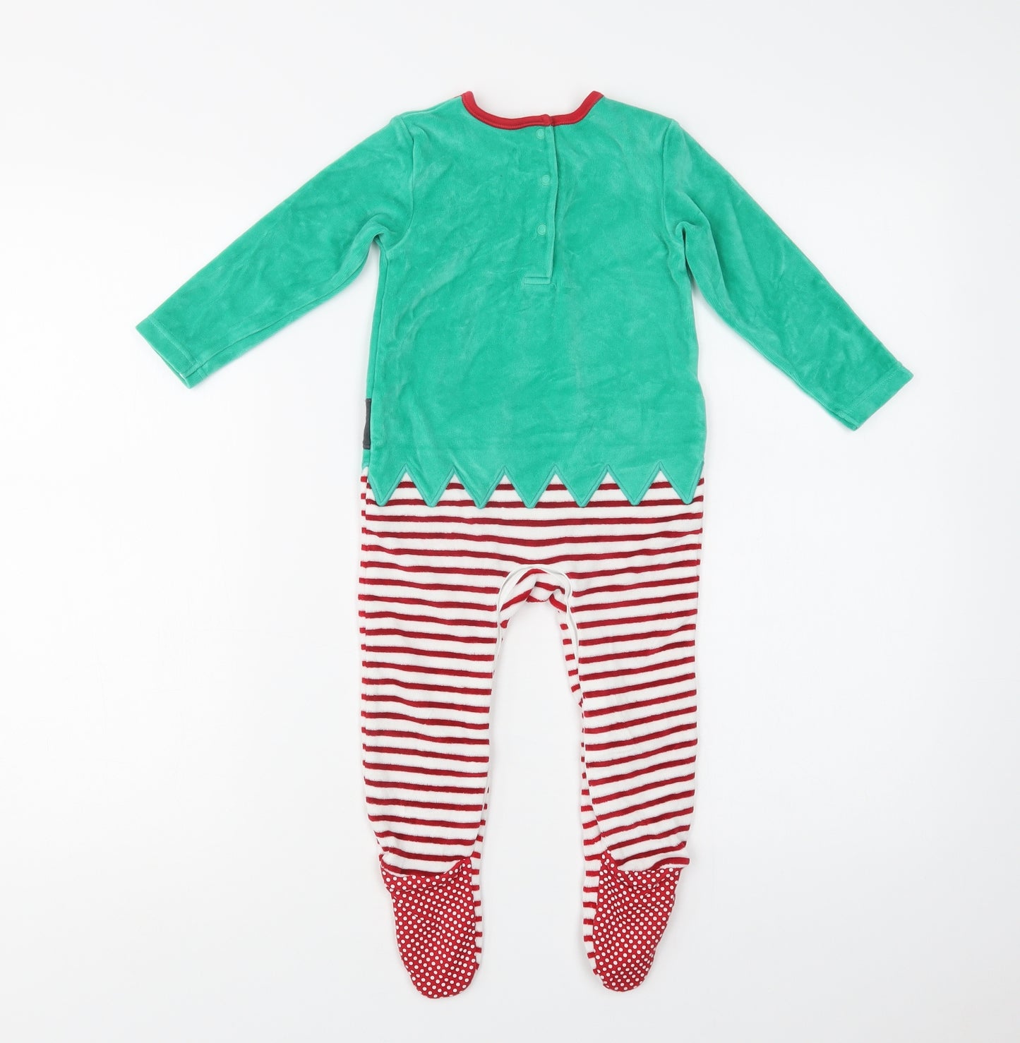 Nutmeg Baby Green Striped Cotton Babygrow One-Piece Size 12-18 Months  Snap - Christmas Elf