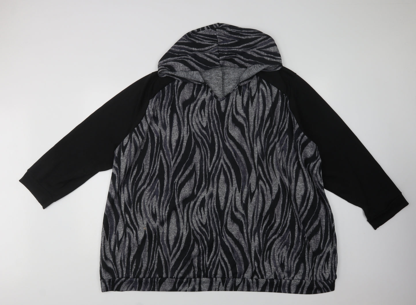 Love Yours Womens Grey Striped Polyester Pullover Hoodie Size 30
