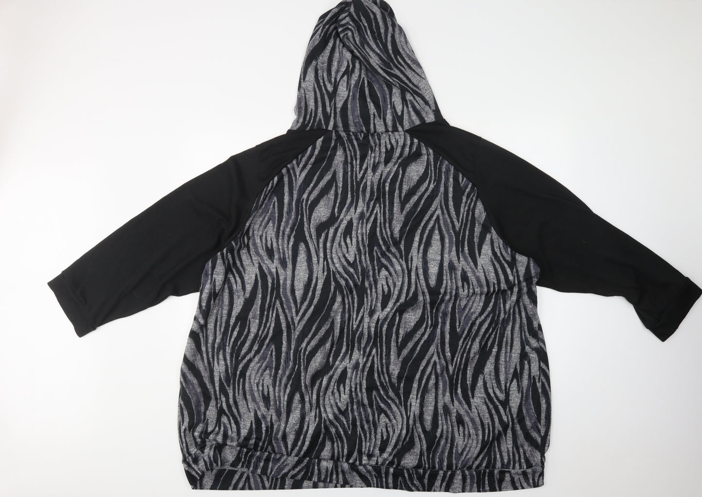 Love Yours Womens Grey Striped Polyester Pullover Hoodie Size 30