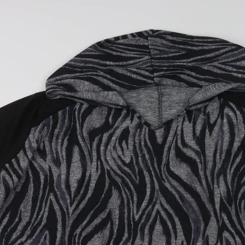 Love Yours Womens Grey Striped Polyester Pullover Hoodie Size 30