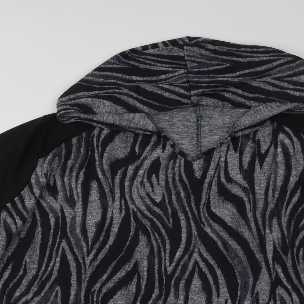 Love Yours Womens Grey Striped Polyester Pullover Hoodie Size 30