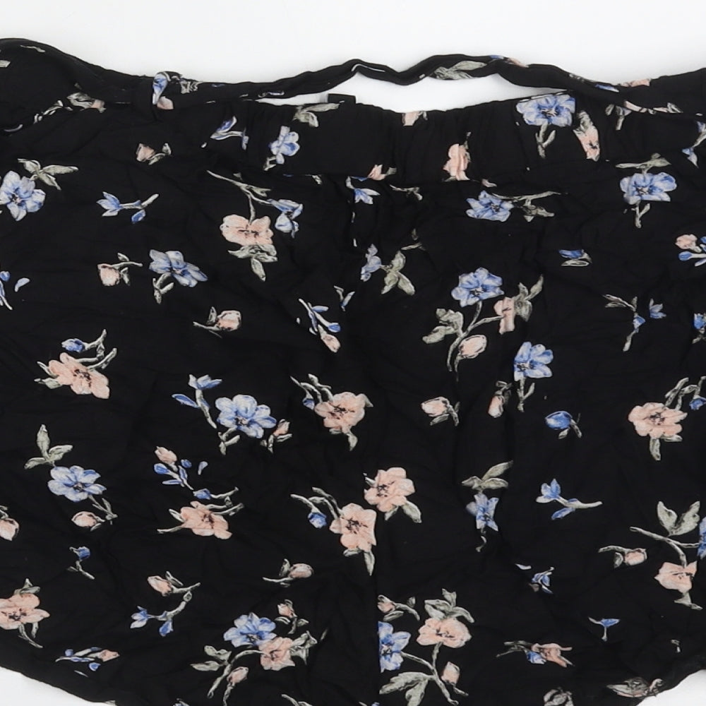New Look Womens Black Floral Viscose Hot Pants Shorts Size 8  Regular