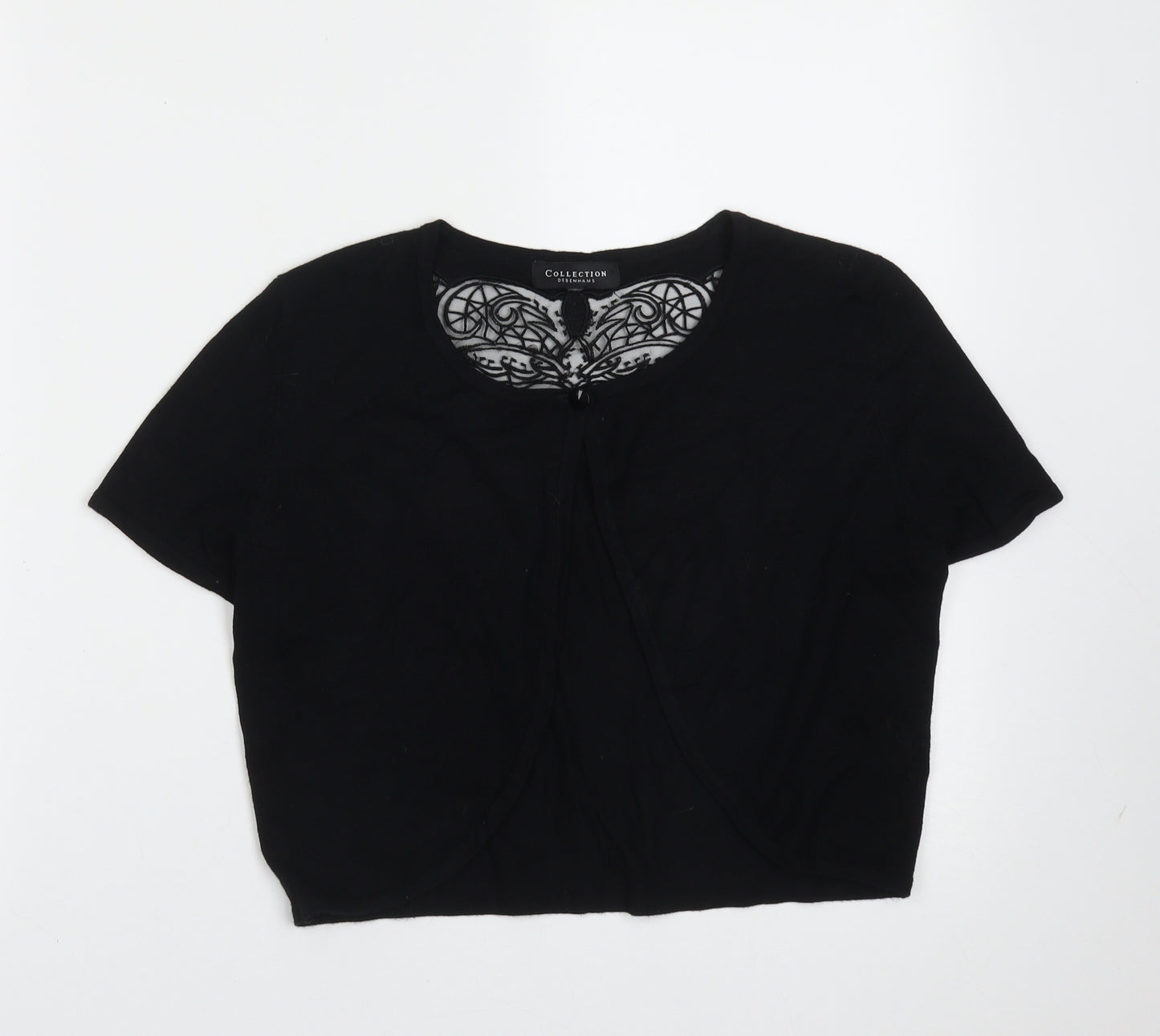 Debenhams Womens Black Round Neck  Viscose Shrug Jumper Size 16