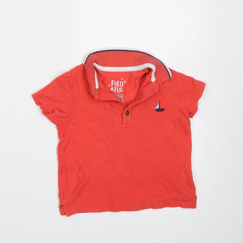 fred & Flo Baby Orange  Cotton Basic Polo Size 12-18 Months Collared